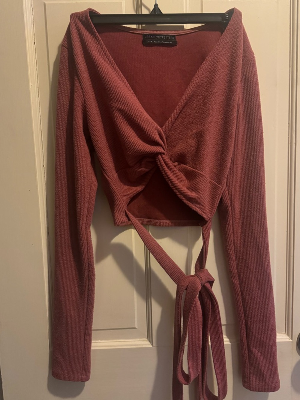 Urban Outfitters Dusky Rose Twist-Front Wrap Crop Top